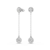 Una Angelic drop earrings, Round cut, White, Rhodium plated